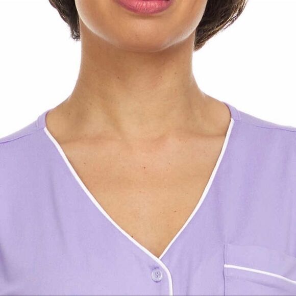 Flora Nikrooz Ladies' Button Front 2-piece Purple PJ Set Large - Picture 6 of 6